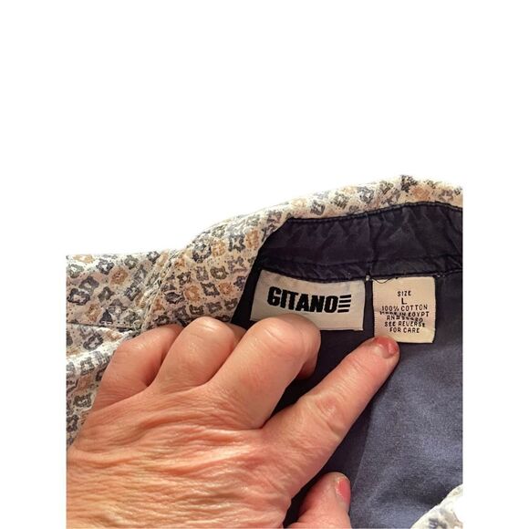 Gitano Mens Multi Color Collared Short Sleeve Graphic Buttons Down Shirt Size L - Picture 9 of 9